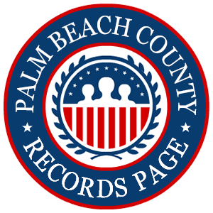 A round red, white, and blue logo with the words 'Palm Beach County Records Page' for the state of Florida.